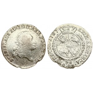 Poland 4 Groszy 1767 FS Stanislaus Augustus(1764–1795). Averse: Crowned bust right. Reverse: Crowned; round 4...