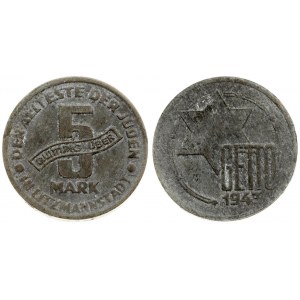 Poland 5 Mark 1943. Averse: Value. Reverse: Star at upper left GETTO and date lower right. Aluminum-Magnesium. KM Tn2a...