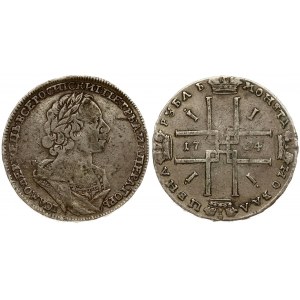 Russia 1 Rouble 1724 Peter I (1699-1725). Averse: Laureate bust right. Reverse...