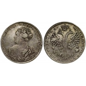 Russia 1 rouble 1726 СПБ Catherine I (1725-1727). Averse: Bust left. Reverse: Crown above crowned double-headed eagle. ...