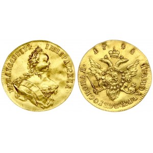 Russia 1 Ducat 1748 Elizabeth (1741-1762). Averse: Crowned bust right. Lettering: Б∙М∙ЕЛИСАВЕТЪ∙I∙ ІМПЕРАТРИЦА∙...