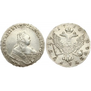 Russia 1 Rouble 1750 ММД Elizabeth (1741-1762). Averse: Crowned bust right. Reverse: Crown above crowned double...