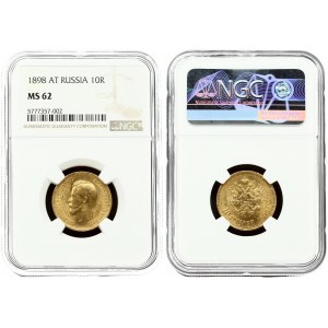 Russia 10 Roubles 1898 (АГ) St. Petersburg. Nicholas II (1894-1917). Averse: Head left. Reverse: Crowned double...