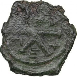 Byzantine AE Half Follis - Justin II and Sophia (565-578 AD)