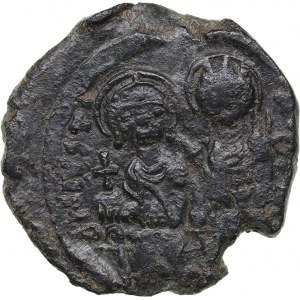 Byzantine AE Half Follis - Justin II and Sophia (565-578 AD)