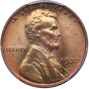 USA 1 cent 1937 D PCGS MS65RB