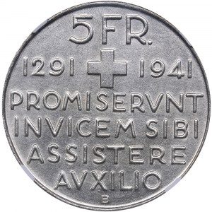 Switzerland 5 francs 1941 B NGC MS 64