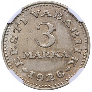 Estonia 3 marka 1926 NGC MS 62