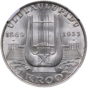 Estonia 1 kroon 1933 Song Festival NGC MS 65