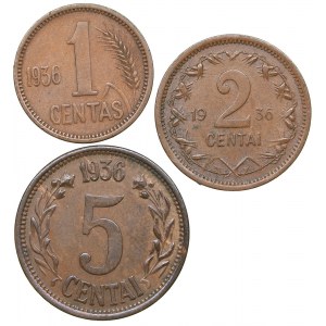 Lithuania 5, 2, 1 centas 1936