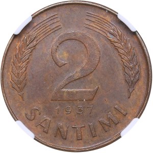 Latvia 2 santimi 1937 NGC MS 63 BN