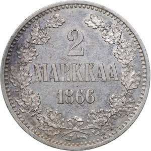 Russia - Grand Duchy of Finland 2 markkaa 1866 S
