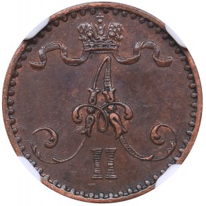 Russia - Grand Duchy of Finland 1 penniä 1867 NGC AU 58 BN