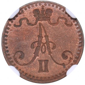 Russia - Grand Duchy of Finland 1 penniä (1864-76) NGC MINT ERROR AU 58 BN