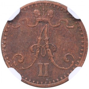 Russia - Grand Duchy of Finland 1 penniä (1864-76) NGC MINT ERROR AU 58 BN