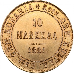 Russia - Grand Duchy of Finland 10 markkaa 1878 S1881