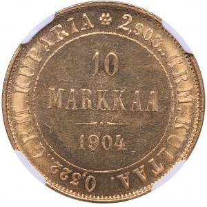 Russia - Grand Duchy of Finland 10 markkaa 1904 L NGC MS 63