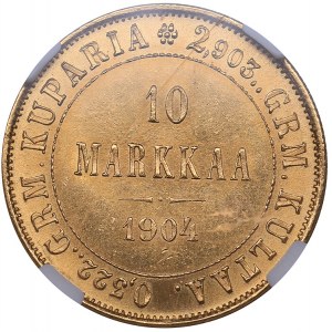 Russia - Grand Duchy of Finland 10 markkaa 1904 L NGC MS 64