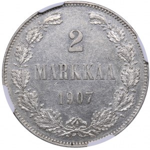 Russia - Grand Duchy of Finland 2 markkaa 1907 NGC MS 61