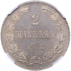 Russia - Grand Duchy of Finland 2 markkaa 1908 NGC MS 62