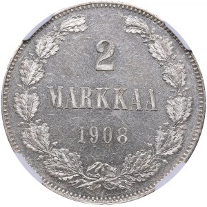 Russia - Grand Duchy of Finland 2 markkaa 1908 NGC MS 64