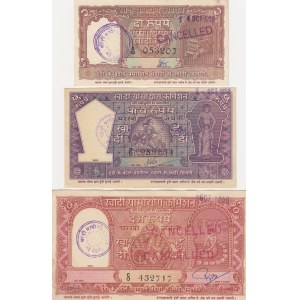 India 2,5,10 rupees 1958 Khadi Hundies