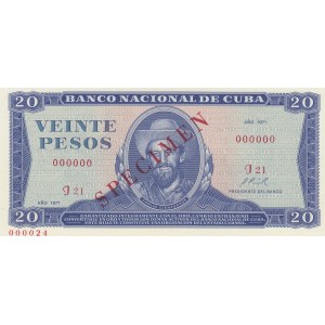 Cuba 20 peso 1971 - SPECIMEN