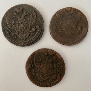 Russia 5 kopecks 1777, 1788, 1795 (3)