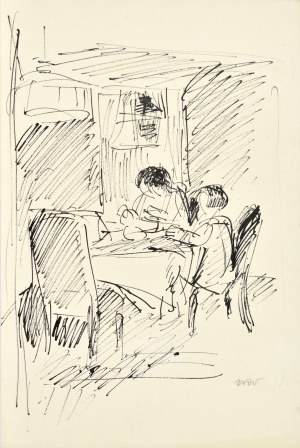Wojciech WEISS (1875-1950), Aneri z Hanusią przy stole w trakcie posiłku, ok. 1927