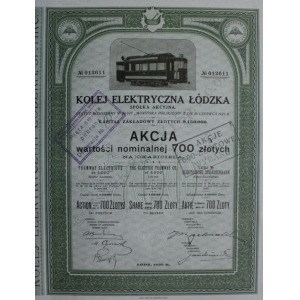 Akcja na 700 złotych. Kolej Elektryczna Łódzka (1926)
