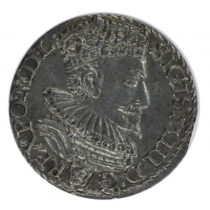 Zygmunt III Waza, Trojak, 1594, Malbork, otwarty pierścień - PIĘKNY !