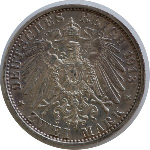 Niemcy, Prusy,2 Marki, 1913A,25 lat panowania