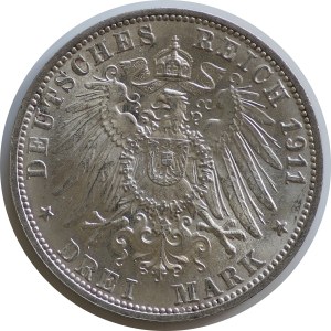 Niemcy, 3 Marki,1911F Wilhelm II i Charlotte