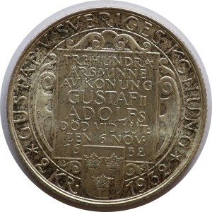 Szwecja, 2 korony, 300-lecie Śmierci Gustawa II, 1932