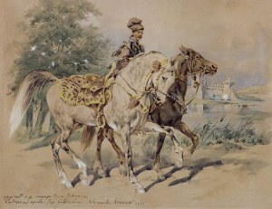 Kossak Juliusz, JEŹDZIEC Z LUZAKIEM KASZTELAŃSKIM, OK. 1880