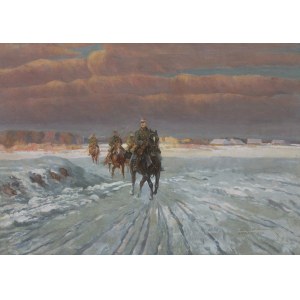 Wintorowski (Winterowski) Leonard, PATROL UŁANÓW W ZIMOWYM KRAJOBRAZIE, 1921