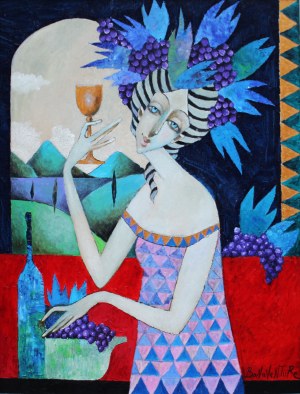 Jan Bonawentura Ostrowski, Dziewczyna z kielichem wina, 2020