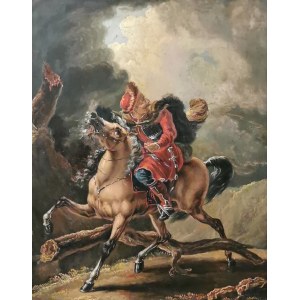 Malarz nieokreślony - naśladowca Aleksandra Orłowskiego, XIX w., Kozak na koniu