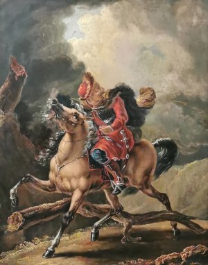 Malarz nieokreślony - naśladowca Aleksandra Orłowskiego, XIX w., Kozak na koniu