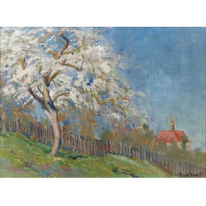 Roman BRATKOWSKI (1869-1954), Pejzaż z kwitnącym drzewem