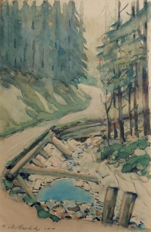 Hubert MIKULSKI, XX w., Droga w lesie, 1958