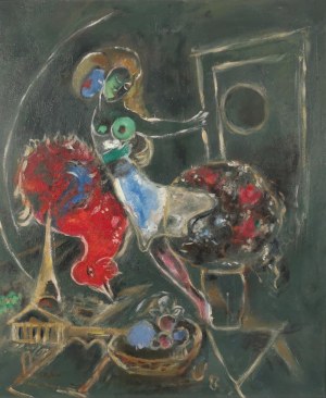 Issachar Ber RYBACK (1897-1935), Scena oniryczna w hołdzie Chagallowi
