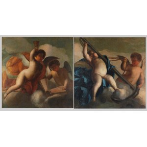 Malarz nieokreślony, 2 poł. XVIII w., Sceny alegoryczne z puttami-para obrazów
