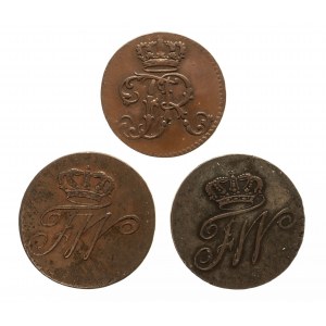 Śląsk, Fryderyk Wilhelm II 1786-1797, lot 3 monet, Wrocław, Berlin.