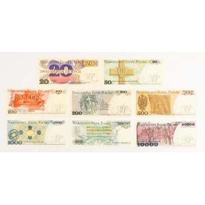 Polska, PRL 1944 - 1989, zestaw 8 banknotów.