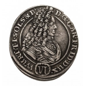 Śląsk, księstwo oleśnickie - Dynastia Württemberg-Weiltingen - Karol Fryderyk Oleśnicki (1704–1744), 6 krajcarów 1715 CVL, Oleśnica