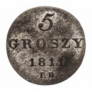 Księstwo Warszawskie 1807-1815, 5 groszy 1811 I.B. Warszawa.