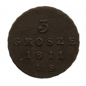 Księstwo Warszawskie 1807-1815, 3 grosze 1811 I.S., Warszawa