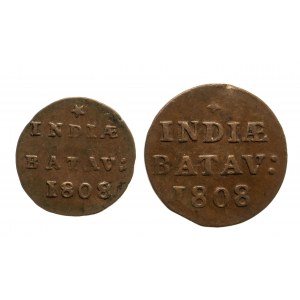 Holenderskie Indie Wschodnie - Republika Batawska, zestaw: 1/2 i 1 duit 1808