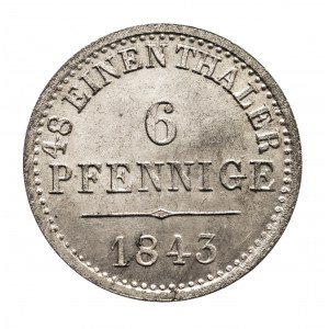 Niemcy, Hanower, Ernest August 1837-1851, 6 fenigów 1843 S, Hanower
